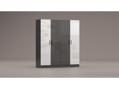 Четирикрилен гардероб Аполо 6 (антрацит гланц/бяло гланц)